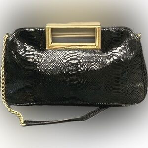 Michael Kors Black Snakeskin Leather and Berkley Clutch with Sophisticated Style
